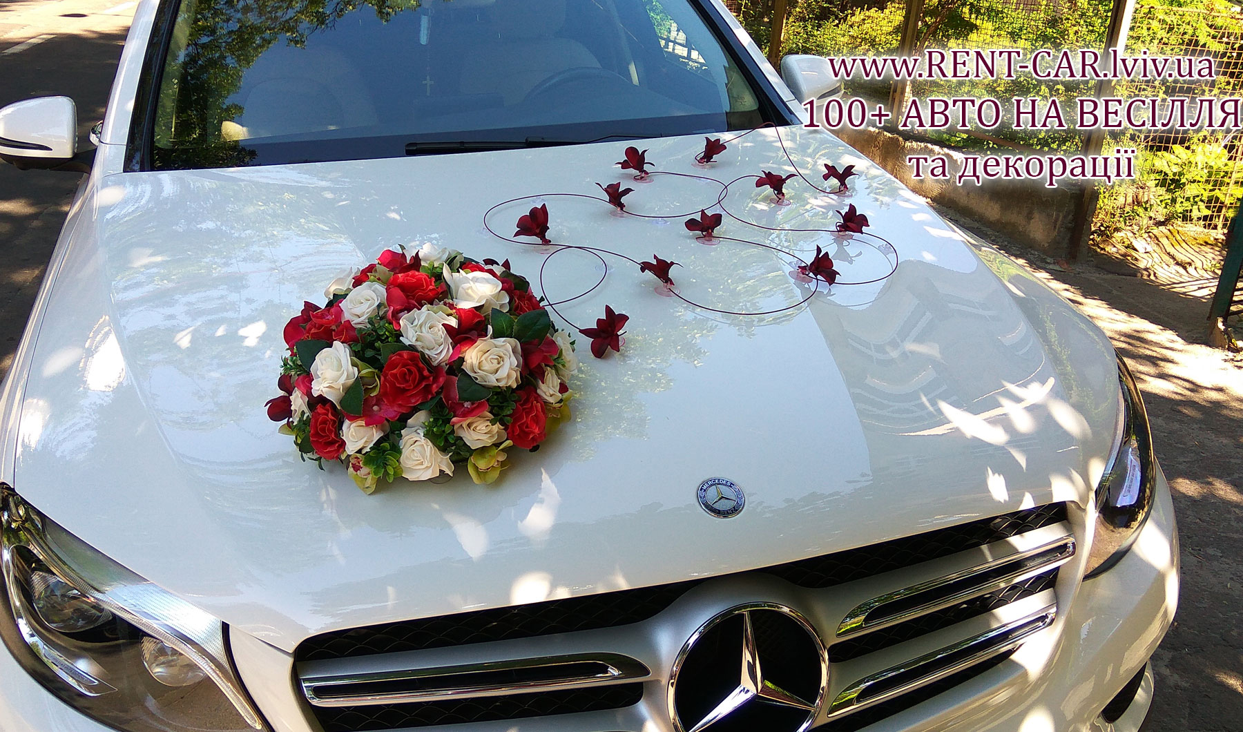 Композиція на весільний автомобіль Весільна соната. Прокат прикрас на весільну машину у Львові
